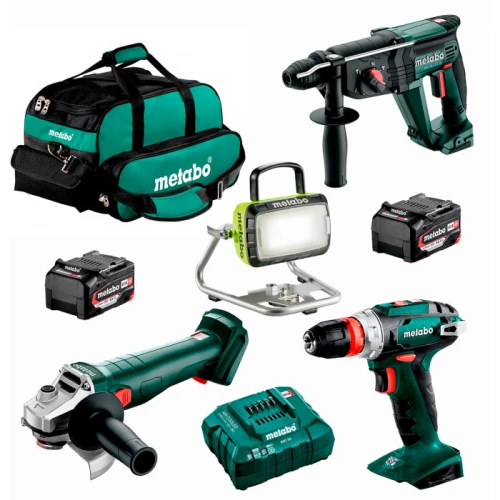 Набор аккумуляторного инструмента Metabo: W 18 7-125 + BS 18 Quick + KH 18 LTX 24 + BSA 14.4-18 LED в сумке (UA601712850)