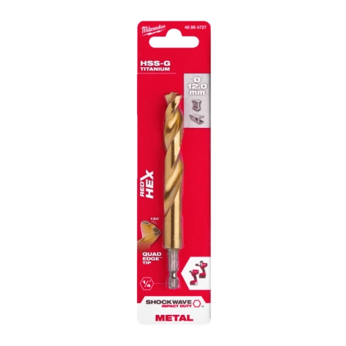 Свердло по металу Milwaukee RedHEX SHOCKWAVE™ HSS-TiN 12.0x127x82 мм (1 шт.) (48894727)