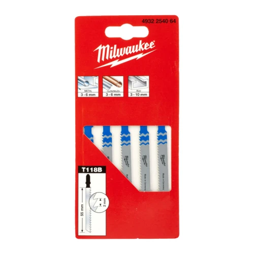 Полотно для электролобзика по металлу Milwaukee T118B 55x2.0 мм (5 шт.) (4932254064)