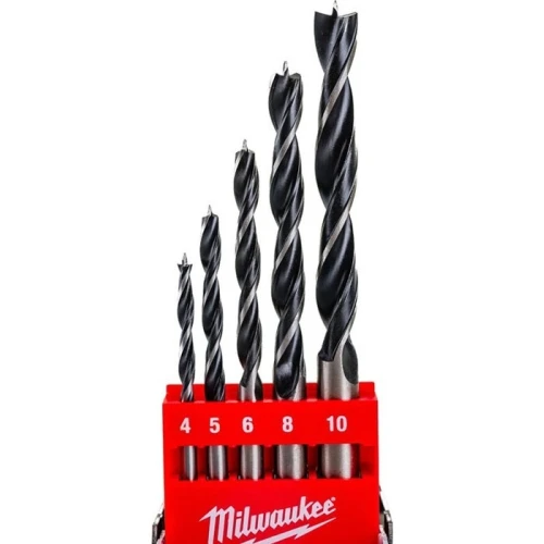 Набор сверл трехточечных по дереву Milwaukee 4/5/6/8/10 мм (5 шт.) (4932352465)
