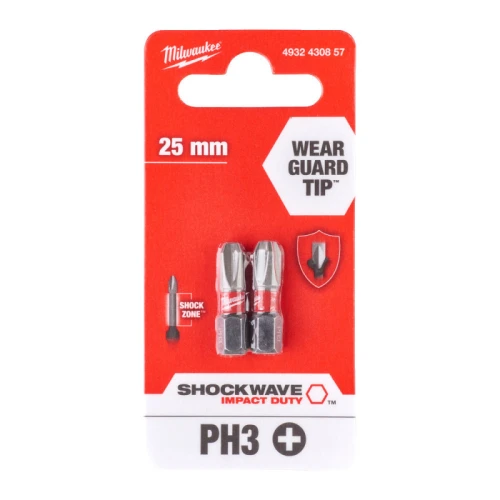 Бита Milwaukee SHOCKWAVE PH3 x 25 мм (2 шт.) (4932430857)