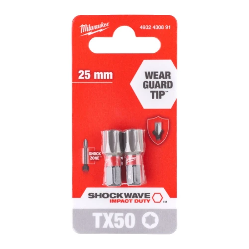 Бита Milwaukee SHOCKWAVE TX50 x 25 мм (2 шт.) (4932430891)