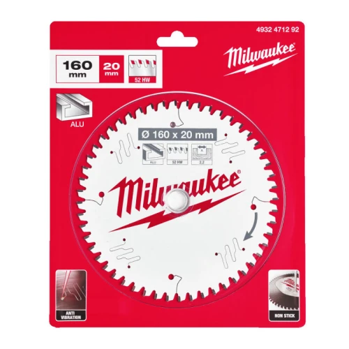 Пильний диск по алюмінію Milwaukee Alu PFTE 52 HW 160х20х2.2 мм (4932471292)