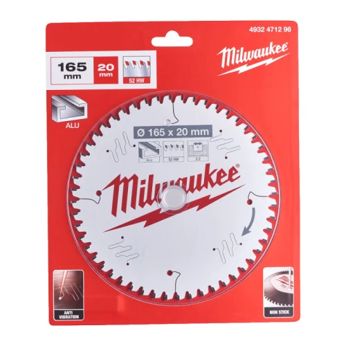 Пильний диск по алюмінію Milwaukee Alu PFTE 52 HW 165х20х2.2 мм (4932471296)
