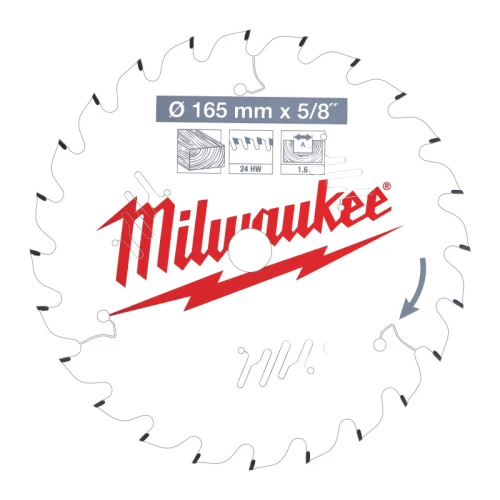 Пильний диск по дереву Milwaukee PFTE Thin Kerf 24 HW 165x5/8"x1.6 мм (4932471311)