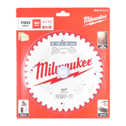 Пильний диск по дереву Milwaukee PFTE 40 HW 190x30x2.4 мм (4932471314)