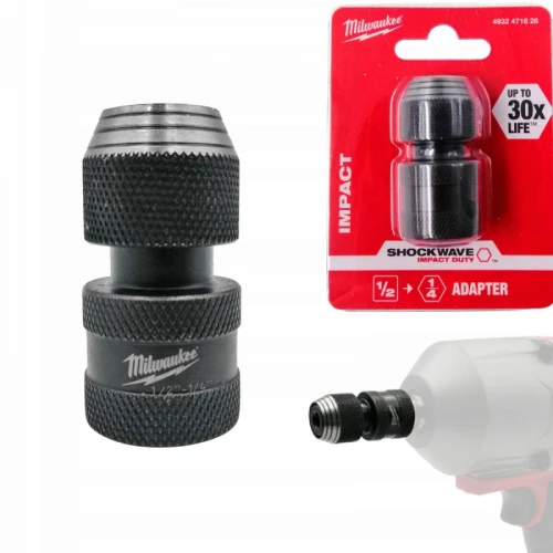Перехідник Milwaukee SHOCKWAVE з квадрата 1/2 на шестигранник 1/4 (50 мм) (4932471828)