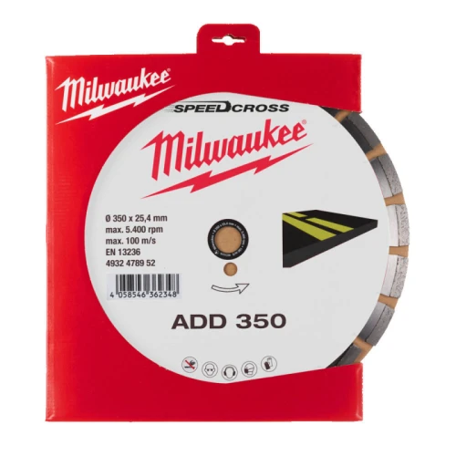 Диск алмазний сегментний по асфальту Milwaukee Speedcross ADD 350 350x25.4 мм (4932478952)