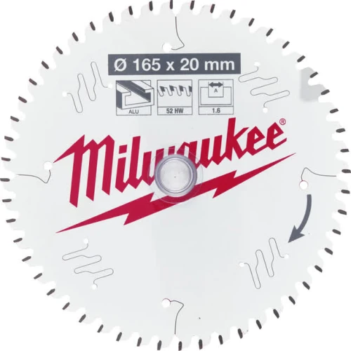 Пильный диск по алюминию Milwaukee Alu PFTE Thin Kerf 52 HW 165x20x1.6 мм (4932479087)