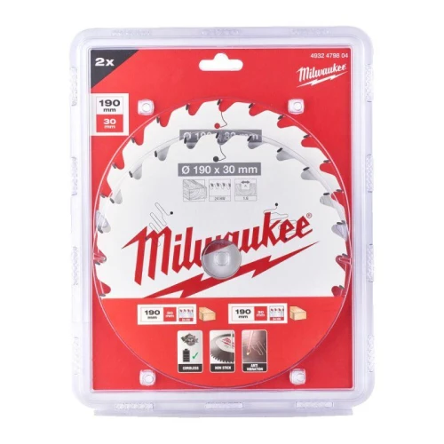 Набір пильних дисків по дереву Milwaukee PFTE 24 HW 190x30 мм (2 шт.) (4932479804)