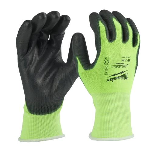 Перчатки рабочие сигнальные с сопротивлением порезам Milwaukee Hi-Vis 1/A 8/M (4932479917)