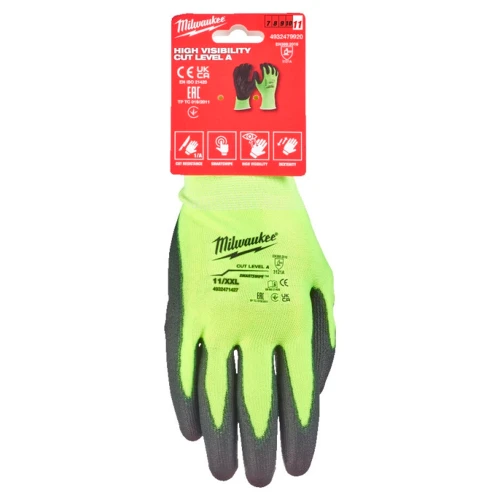 Перчатки рабочие сигнальные с сопротивлением порезам Milwaukee Hi-Vis 1/A 11/XXL (4932479920)