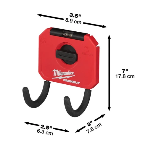 Крючок подвесной двойной компакт изогнутый Milwaukee PACKOUT 178x89x76 мм (4932480705)