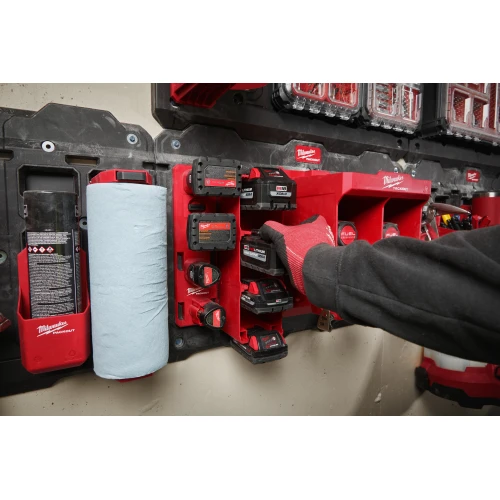 Полка для хранения 4-х аккумуляторов в стеллажной системе Milwaukee PACKOUT M18 102x102x330 мм (4932480709)