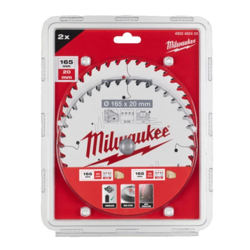 Набір дисків по дереву Milwaukee PFTE 40 HW 165x20x1.6 мм (2 шт.) (4932492433)