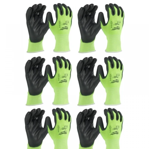 Перчатки рабочие сигнальные с сопротивлением порезам Milwaukee Hi-Vis 3/C 10/XL 12 пар (4932492921)