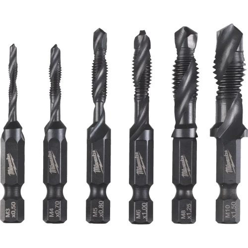 Набор метчиков комбинированных Milwaukee 1/4 Hex HSS-G M3/M4/M5/M6/M8/M10 6 шт. (4932498267)