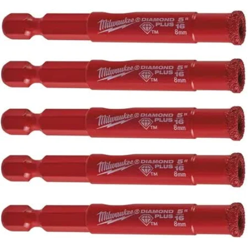 Набір алмазних коронок MILWAUKEE Diamond Plus 1/4 Hex Ø 8 мм (5 шт.) (4932498301)