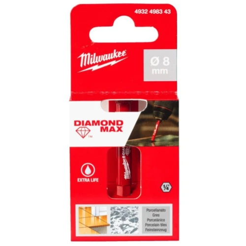 Коронка алмазна MILWAUKEE Diamond Plus 1/4 Hex Ø 8 мм (4932498343)