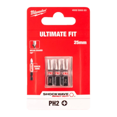Бита ударная Milwaukee SHOCKWAVE PH2 x 25 мм, 3 шт. (4932500353)