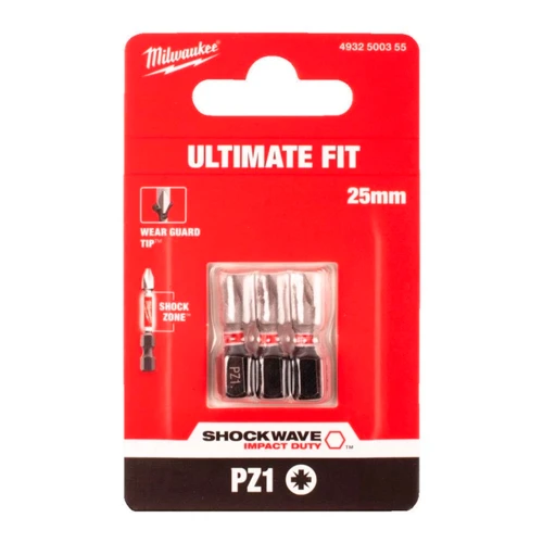 Бита ударная Milwaukee SHOCKWAVE PZ1 x 25 мм, 3 шт. (4932500355)