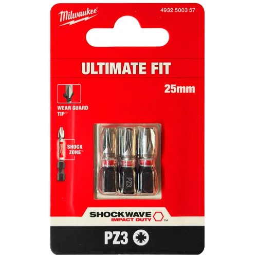 Бита ударная Milwaukee SHOCKWAVE PZ3 x 25 мм, 3 шт. (4932500357)