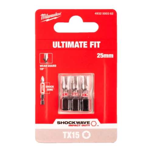 Бита ударная Milwaukee SHOCKWAVE TX15 x 25 мм, 3 шт. (4932500362)