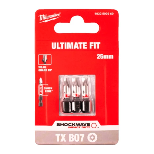 Бита ударная Milwaukee SHOCKWAVE TX BO7 x 25 мм, 3 шт. (4932500369)