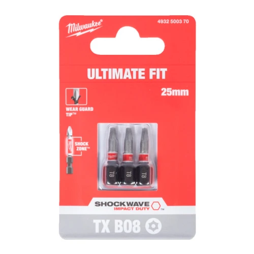 Бита ударная Milwaukee SHOCKWAVE TX BO8 x 25 мм, 3 шт. (4932500370)