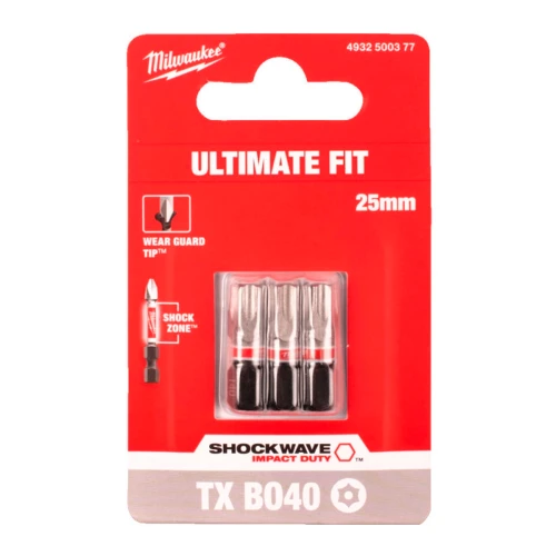 Бита ударная Milwaukee SHOCKWAVE TX BO40 x 25 мм, 3 шт. (4932500377)