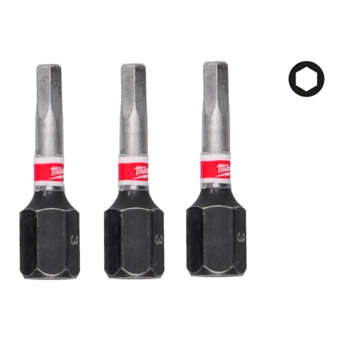 Бита ударная Milwaukee SHOCKWAVE Hex3 x 25 мм, 3 шт. (4932500379)