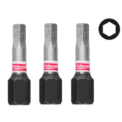 Бита ударная Milwaukee SHOCKWAVE Hex4 x 25 мм, 3 шт. (4932500380)