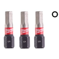 Бита ударная Milwaukee SHOCKWAVE Hex5 x 25 мм, 3 шт. (4932500381)