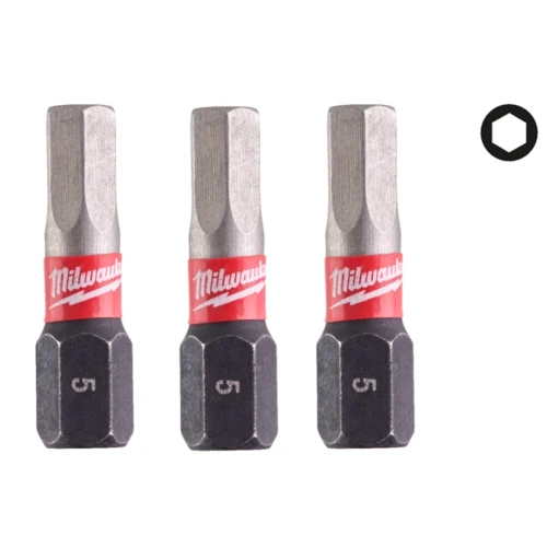 Бита ударная Milwaukee SHOCKWAVE Hex5 x 25 мм, 3 шт. (4932500381)