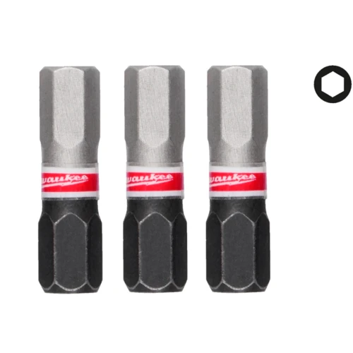 Бита ударная Milwaukee SHOCKWAVE Hex6 x 25 мм, 3 шт. (4932500382)