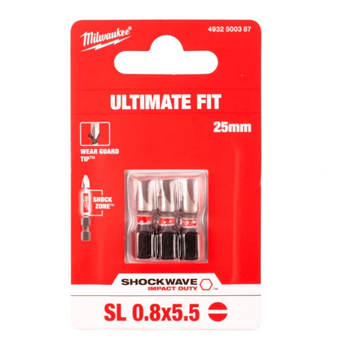 Бита ударная Milwaukee SHOCKWAVE SL0.8 x 5.5 мм, 3 шт. (4932500387)