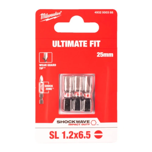 Бита ударная Milwaukee SHOCKWAVE SL1.2 x 6.5 мм, 3 шт. (4932500388)