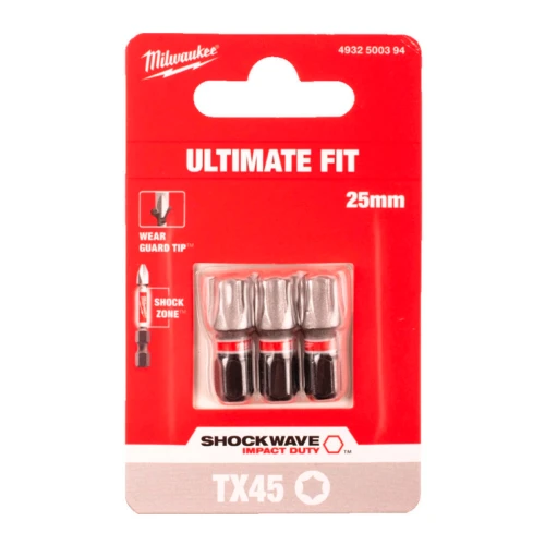 Бита ударная Milwaukee SHOCKWAVE TX45 x 25 мм, 3 шт. (4932500394)