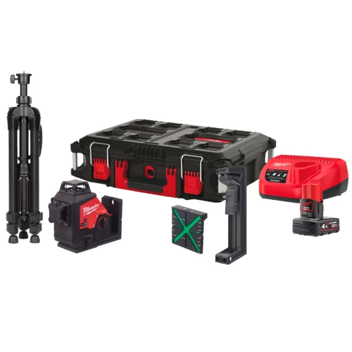 Нівелір лазерний акумуляторний 3D Milwaukee M12 3PLKIT-401P (4933499379) 