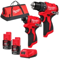 Набір безщіткового акумуляторного електроінструменту Milwaukee M12 BLPP2D-202B (АКБ і ЗП) (4933500139)