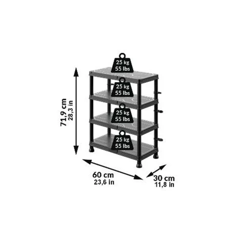 Система стелажів QBRICK SYSTEM Regular Low 60/30 4 полиці 100 кг (REGQRS60304LCZAPG001)