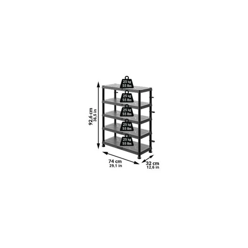 Система стелажів QBRICK SYSTEM Regular Low 74/32 5 полиць 125  кг (REGQRS74325LCZAPG001)