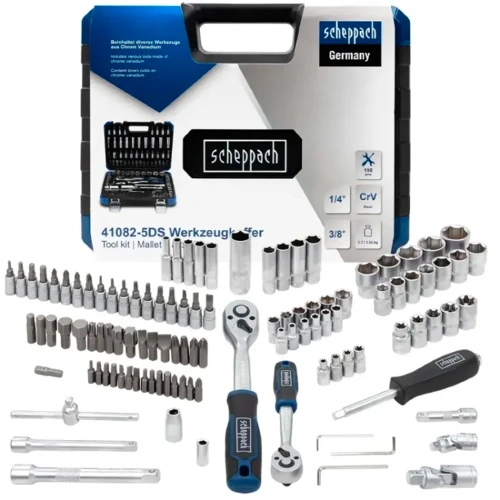 Набір інструментів Scheppach SCH-41082-5DS 1/4", 3/8" 4–22 мм 108 предметів