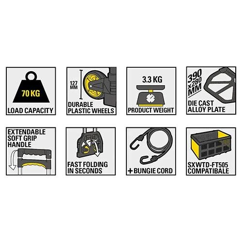 Тележка алюминиевая складная транспортировочная STANLEY (70 кг) (SXWT-FT501)