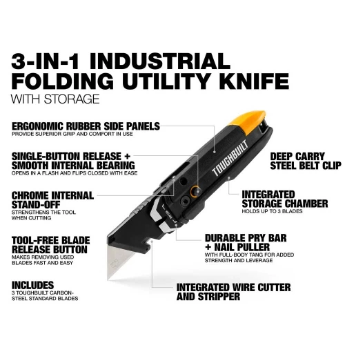 Универсальный нож TOUGHBUILT с местом для хранения лезвий (TB-H4-12-IST)