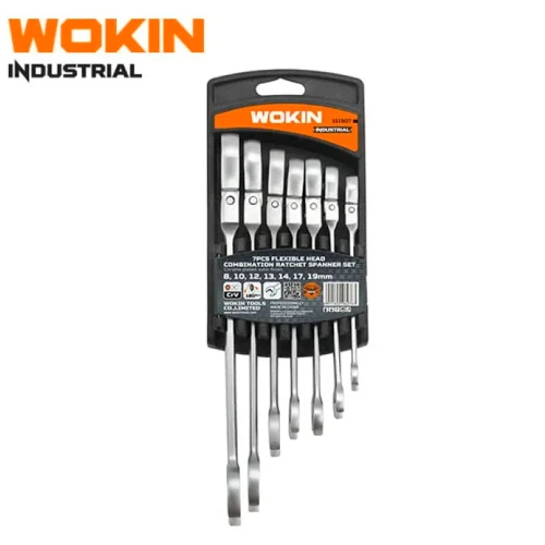 Набір комбінованих ключів із тріскачкою та шарніром WOKIN WK-151907 7 предметів