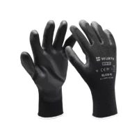 Перчатки защитные с полиуретановым покрытием WURTH Black PU M (пара) (0899402408)
