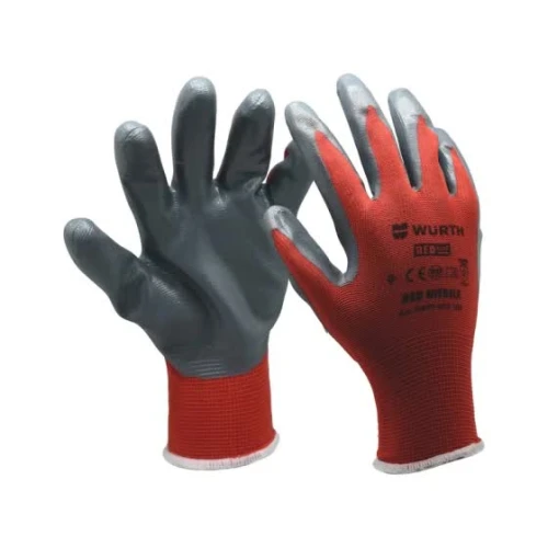Рукавички захисні з нітриловим покриттям WURTH RED NITRILE L (пара) (0899403109)