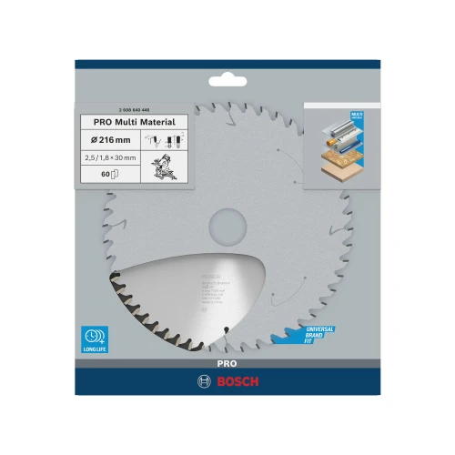 Диск пильний Bosch Multi Material 216X30X2,5 60 (2608640446)