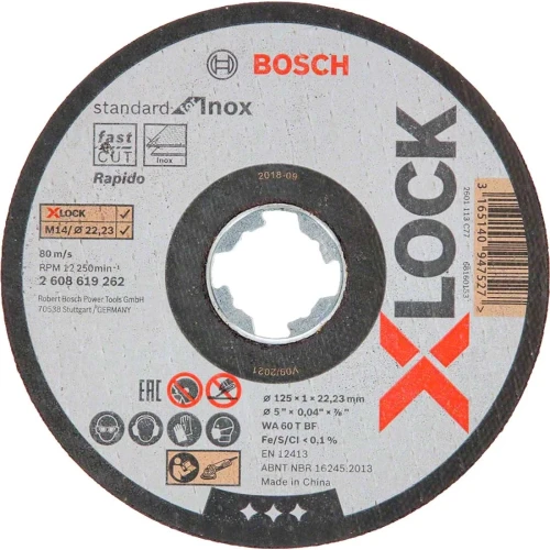 Круг отрезной Bosch X-LOCK Standard for Inox, 125x1x22,23 мм (2608619262)